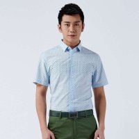 才子男装（TRIES）短袖衬衫 男士夏季方领纯棉小圆点休闲短袖衬衫