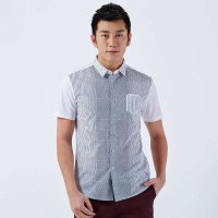 才子男装（TRIES）短袖T恤 男士夏季新款白色翻领修身时尚短T