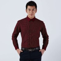 才子男装（TRIES）长袖衬衫 男士春季圆点印花修身长袖衬衫