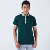 才子男装（TRIES）短袖T恤 男士两色翻领波点时尚休闲商务短T