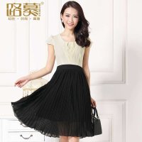 路慕 2014装夏装新款 短袖连衣裙大码显瘦款修身气质蕾丝连衣裙