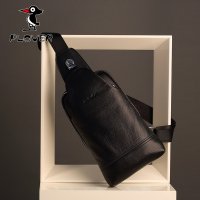 Plover男士胸包头层牛皮休闲斜挎包单肩包真皮单肩背包2016新品