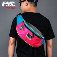 F5S 潮牌拼色迷彩腰包3D夜跑步骑行单肩包包斜跨包男女款撞色胸包