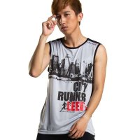 力为/Leevy 潮款 城市图案休闲无袖t恤 速干运动背心男 R1110601