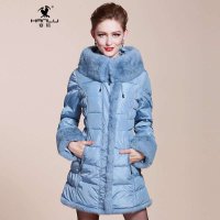 寒鹭 2014冬季新款女装羽绒服 时尚大码兔毛领毛修身显瘦加厚款女款外套