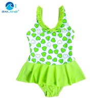 盖浪 女童连体泳衣 波点碎花裙式公主泳装 韩式5到12岁儿童泳装63001