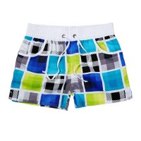 盖浪 女白条格纹印花沙滩裤 低腰宽松短裤 速干休闲沙滩 新款游泳热裤G3158