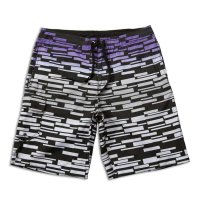 盖浪 潮男士 蓝白渐变速干大码男士休闲短裤 五分裤 小格纹沙滩裤F531003C