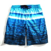 盖浪 夏 沙滩裤 潮男 速干 宽松休闲 五分短裤 大裤衩 渐变海蓝NZ18-J