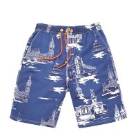 盖浪 夏沙滩裤男速干大码宽松 印象印花松紧带休闲短裤 沙滩短裤G5-MS089