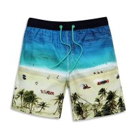 盖浪 夏沙滩裤男速干大码宽松韩版海滩度假风景印花休闲游泳短裤G5-MS116