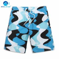 盖浪 夏沙滩裤男速干宽松大码拼接印花韩版海边度假漂流短裤G5-MS105