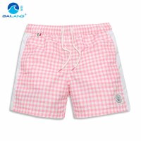 盖浪 夏季男士沙滩裤男大码速干宽松格子休闲短裤 度假海泳大裤衩G5-MS120