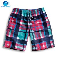 盖浪夏季新款 潮男格子沙滩裤 速干宽松休闲短裤 超大码定制中裤