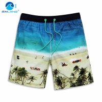 盖浪 夏沙滩裤男速干大码宽松韩版海滩度假风景印花休闲游泳短裤