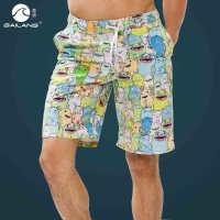 盖浪 夏季男士沙滩裤男速干大码宽松卡通图案印花度假短裤裤衩