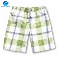 盖浪 夏季 韩版 男 沙滩裤 速干 潮 绿格小清新 薄款清凉休闲短裤