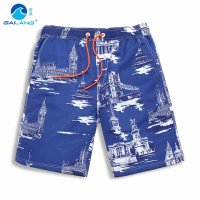 盖浪 夏沙滩裤男速干大码宽松 印象印花松紧带休闲短裤 沙滩短裤