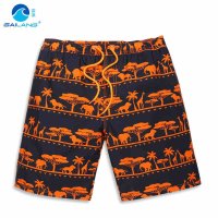 盖浪 夏沙滩裤男宽松大码动物印花漂流度假全棉透气休闲短裤