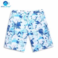 盖浪 夏新沙滩裤潮男速干大码宽松韩版休闲度假短裤帆船蓝印花