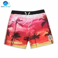 盖浪 夏新男士沙滩裤男速干大码宽松度假休闲游泳短裤 夕阳海印花