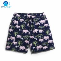 盖浪 沙滩裤男大码速干宽松海边度假游泳冲浪短裤 犀牛图时尚印花