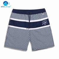 盖浪 时尚条纹沙滩裤男宽松大码速干休闲短裤 海边度假游泳裤裤衩