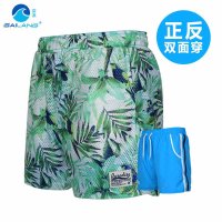 盖浪夏潮男沙滩裤男大码速干宽松运动短裤 带透气孔 双面穿三分裤