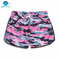 盖浪 潮女迷彩沙滩裤修身速干大码休闲度假短裤 泡温泉度假热裤