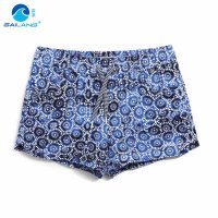 盖浪沙滩裤女修身速干大码个性民俗花短裤温泉蜜月情侣带内衬热裤