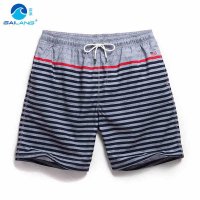 盖浪 夏新情侣沙滩裤男女速干宽松大码经典条纹休闲短裤泳衣