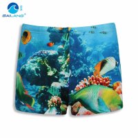 盖浪 夏新男童泳裤儿童时尚海底世界宝宝戏水裤平角游泳衣