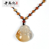 天然玉髓带色大肚笑佛挂件加厚款冰透玉人40*38*11mm
