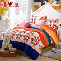 雅鹿家纺 全棉斜纹家居四件套 1.8特价100纯棉公主床品被套4件套