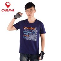 CARAVA喀尔沃品牌春夏户外男T恤短袖圆领印花95%棉文化T恤824301