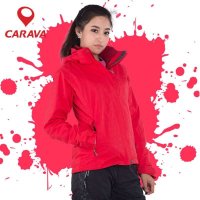 CARAVA喀尔沃品牌秋冬户外女款冲锋衣防水透气抓绒登山衣152316