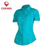 CARAVA喀尔沃品牌春夏户外女速干衣短袖吸湿排汗防晒速干衬衫2016