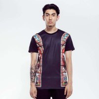 JOKESTER原创设计潮牌文艺男装拼接短袖 反转十字宗教风彩色Tee恤 潮