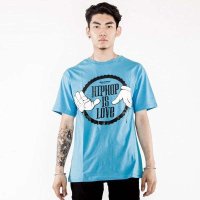 JOKESTER潮牌流行夏装字母手势圆领马卡龙短袖TEE 男彩虹宽松T恤 潮