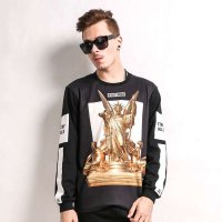 JOKESTRE2014新款设计秋款卫衣个性金色图案潮男圆领长袖上衣