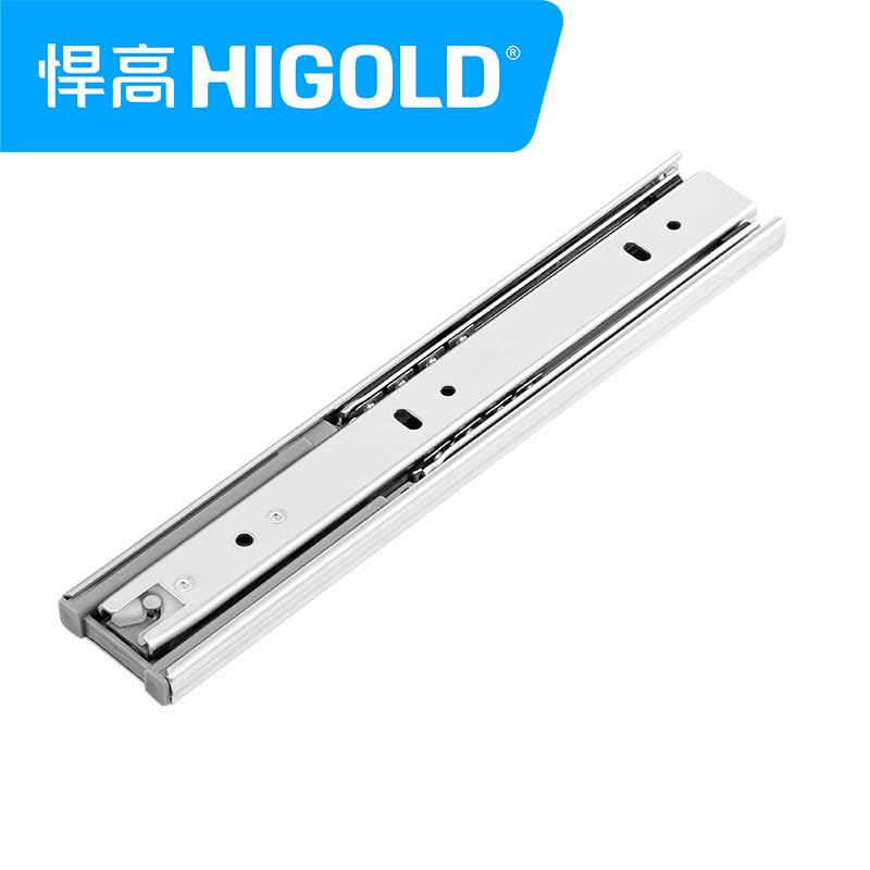 HIGOLD悍高/抽屉轨道阻尼冷轧钢静音导轨三节轨滑道缓冲滑轨配件 非拉篮导轨图片