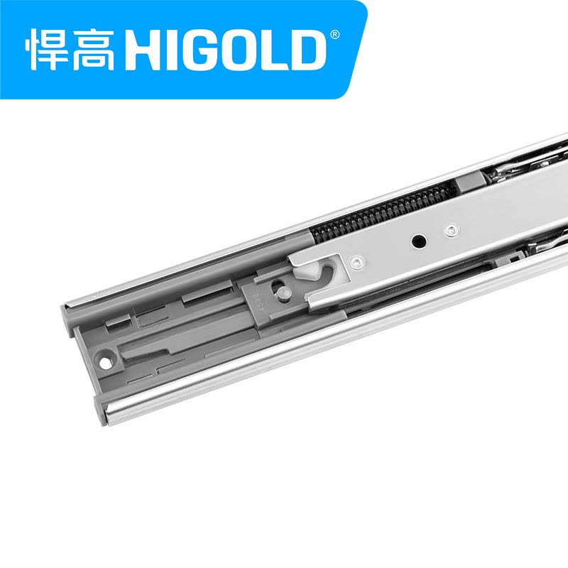HIGOLD悍高/抽屉轨道阻尼冷轧钢静音导轨三节轨滑道缓冲滑轨配件 非拉篮导轨图片
