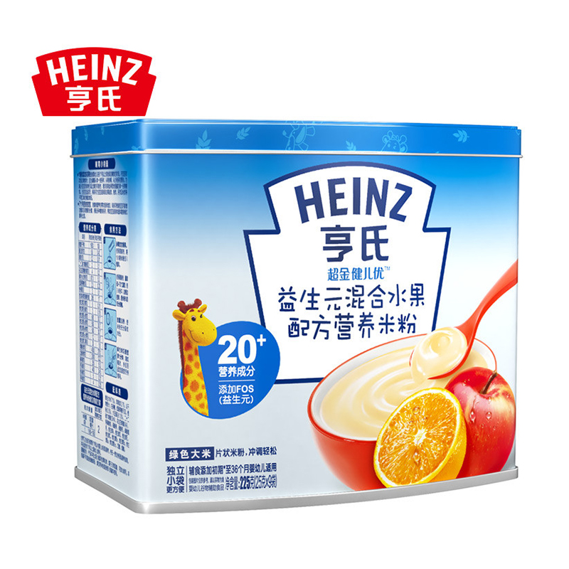 亨氏Heinz 超金健儿优益生元混合水果配方营养米粉225g 辅食添加初期至36个月适用