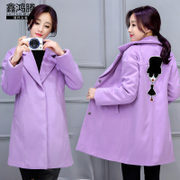 鑫鸿腾2016冬装新款韩版时尚女装中长款加厚毛呢外套女 百搭显瘦西装领女士大衣外套女冬 QQ-9903