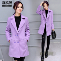 鑫鸿腾2016冬装新款韩版中长款修身翻领毛呢外套女士 时尚百搭加厚大码女装外套女冬 QQ-9902
