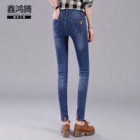 鑫鸿腾2016春装新款韩版女装中腰牛仔裤女士弹力修身显瘦小脚裤 女 WM-6109