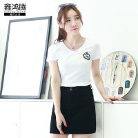 鑫鸿腾2016夏装新款韩版修身显瘦女士牛仔短裙半身裙 时尚百搭显瘦纯色短款女裙a字裙 JA-3001