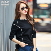 鑫鸿腾2016秋装新款九分袖圆领套头女士针织衫 韩版显瘦百搭T恤女士打底衫上衣 SY-3005