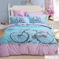 轩蓝仕家纺 床上用品 全棉磨毛大阪花活性印花四件套 全棉磨毛加厚面料床品套件