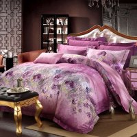 轩蓝仕家纺 臻品贡缎面料提花绣花全棉四件套 纯棉里料床单套件 床上用品